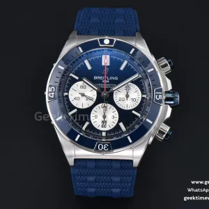 Chronomat B01 42mm BLSF Blue Bezel Blue Dial White Subdial White Rubber Strap 7750