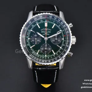 Navitimer B01 43mm BLSF quadrante verde cinturino in pelle nera A7750