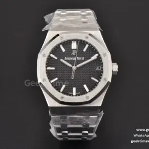 Royal Oak 15500 41mm ZF esfera negra texturizada brazalete SS A4302 Super Clone