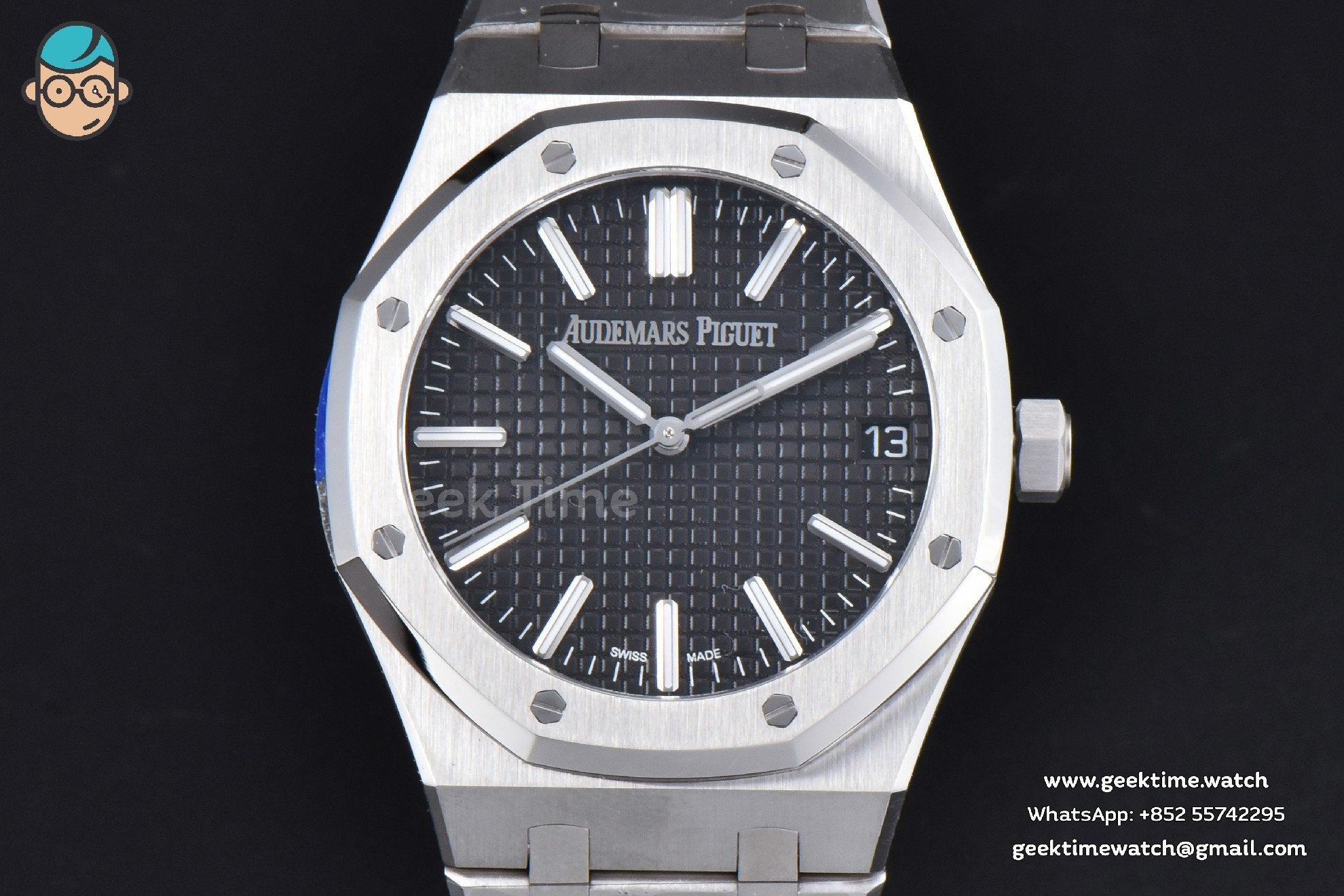 Royal Oak 15510 “50th Anniversary” APSF 41mm SS quadrante nero bracciale SS SA4302 Super Clone - Image 3