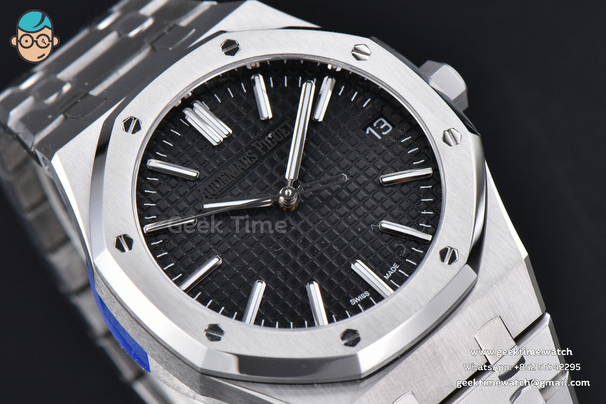 Royal Oak 15510 “50th Anniversary” APSF 41mm SS quadrante nero bracciale SS SA4302 Super Clone - Image 4