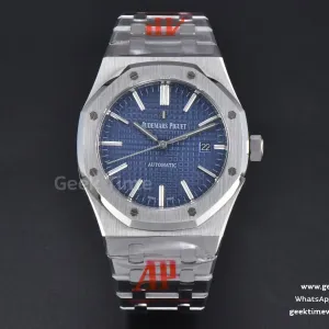 Royal Oak 15400 ORF 41mm quadrante blu texturizzato bracciale SS A3120 Super Clone