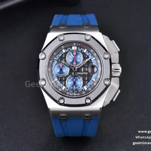 Royal Oak Offshore 26568PM JF 44mm cadran bleu bracelet caoutchouc bleu A3126