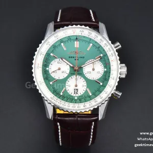 Navitimer B01 43mm BLSF cadran vert compteur blanc bracelet cuir noir A7750