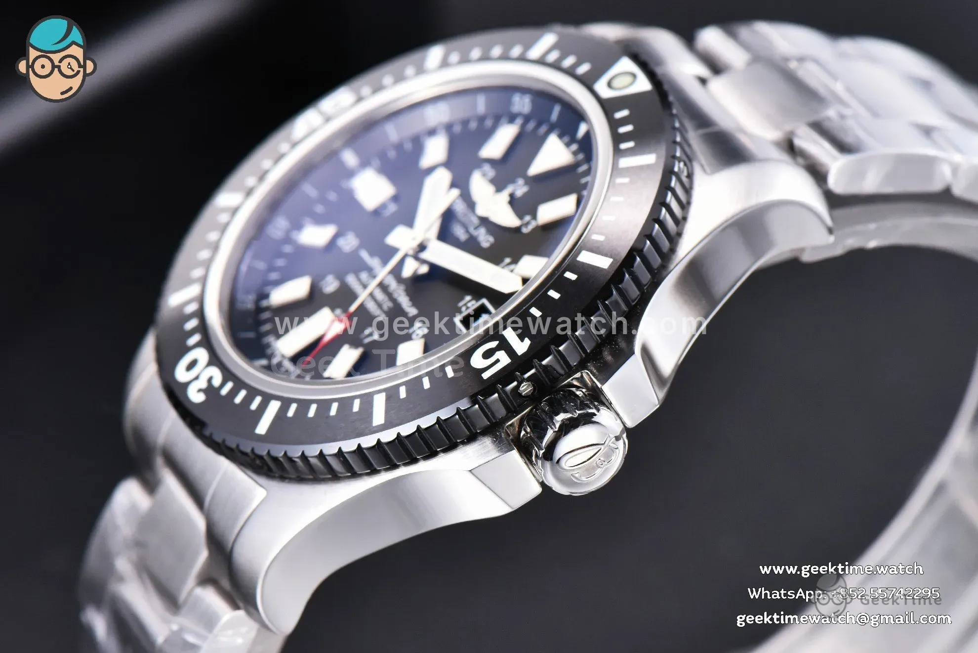 SuperOcean TF 44mm Black Ceramic Black Dial Stick Marker SS Bracelet A2824 - Image 9