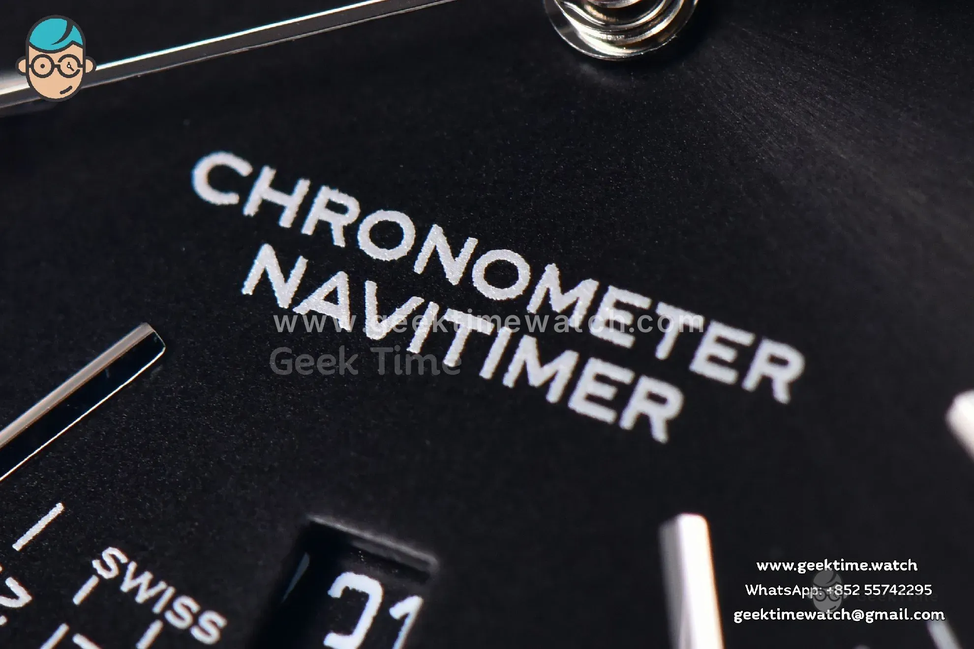 Navitimer TF 38mm SS Black Dial Gray Bezel Black Leather Strap A2824 - Image 5