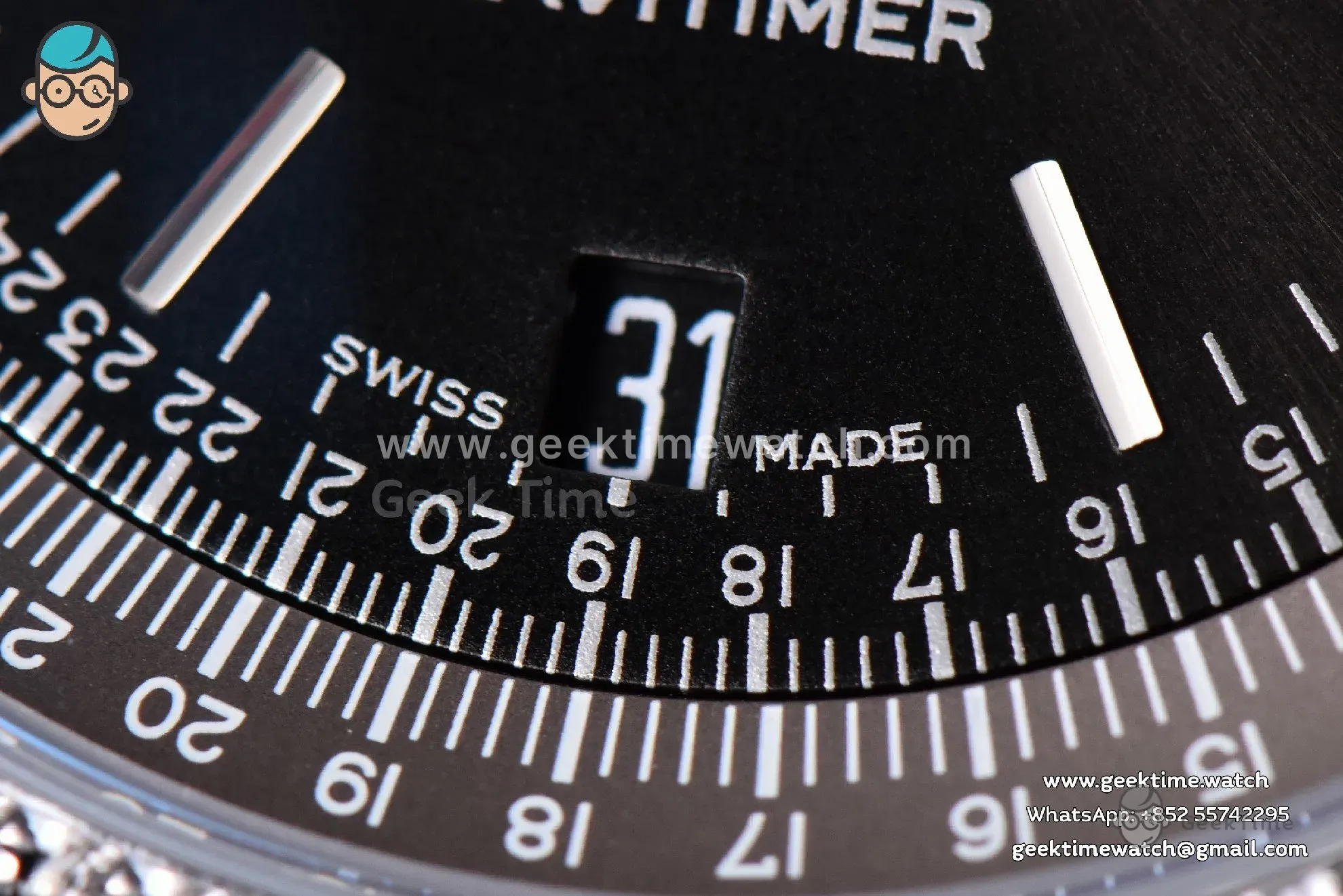 Navitimer TF 38mm SS Black Dial Gray Bezel Black Leather Strap A2824 - Image 6