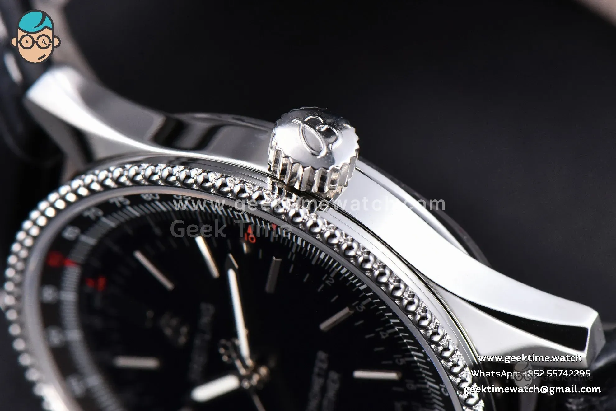 Navitimer TF 38mm SS Black Dial Gray Bezel Black Leather Strap A2824 - Image 10