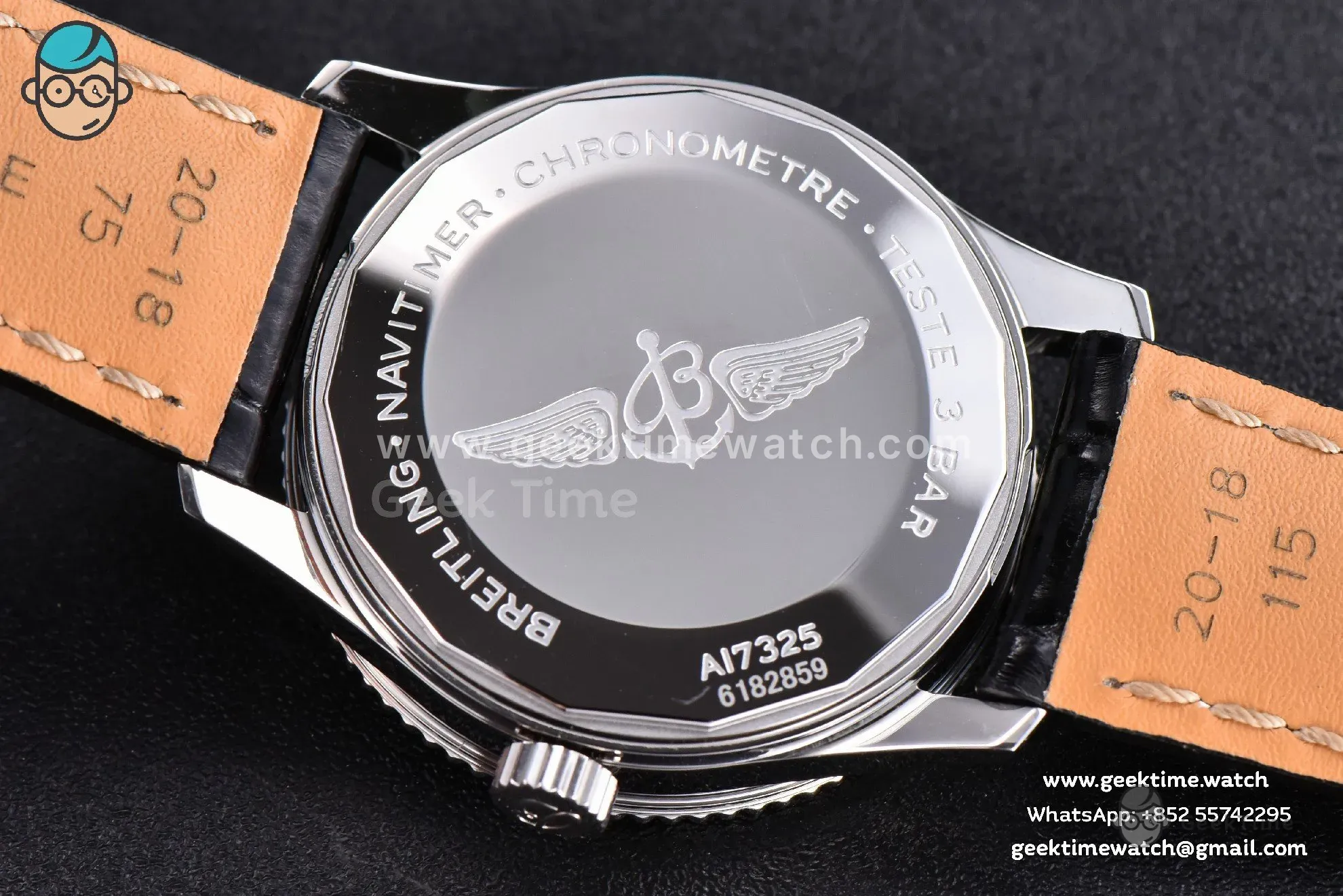 Navitimer TF 38mm SS Black Dial Gray Bezel Black Leather Strap A2824 - Image 13