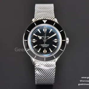 SuperOcean Heritage 42mm SS GF schwarze Keramik schwarzes Zifferblatt Mesh-Armband A2824