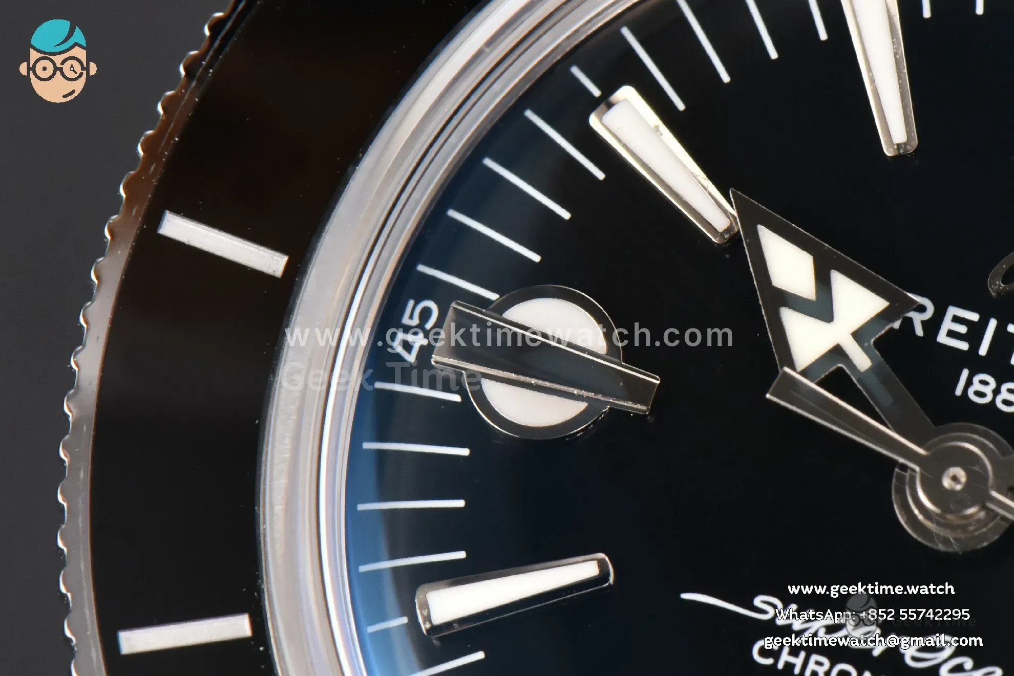 SuperOcean Heritage 42mm SS GF Black Ceramic Black Dial Mesh Bracelet A2824 - Image 5