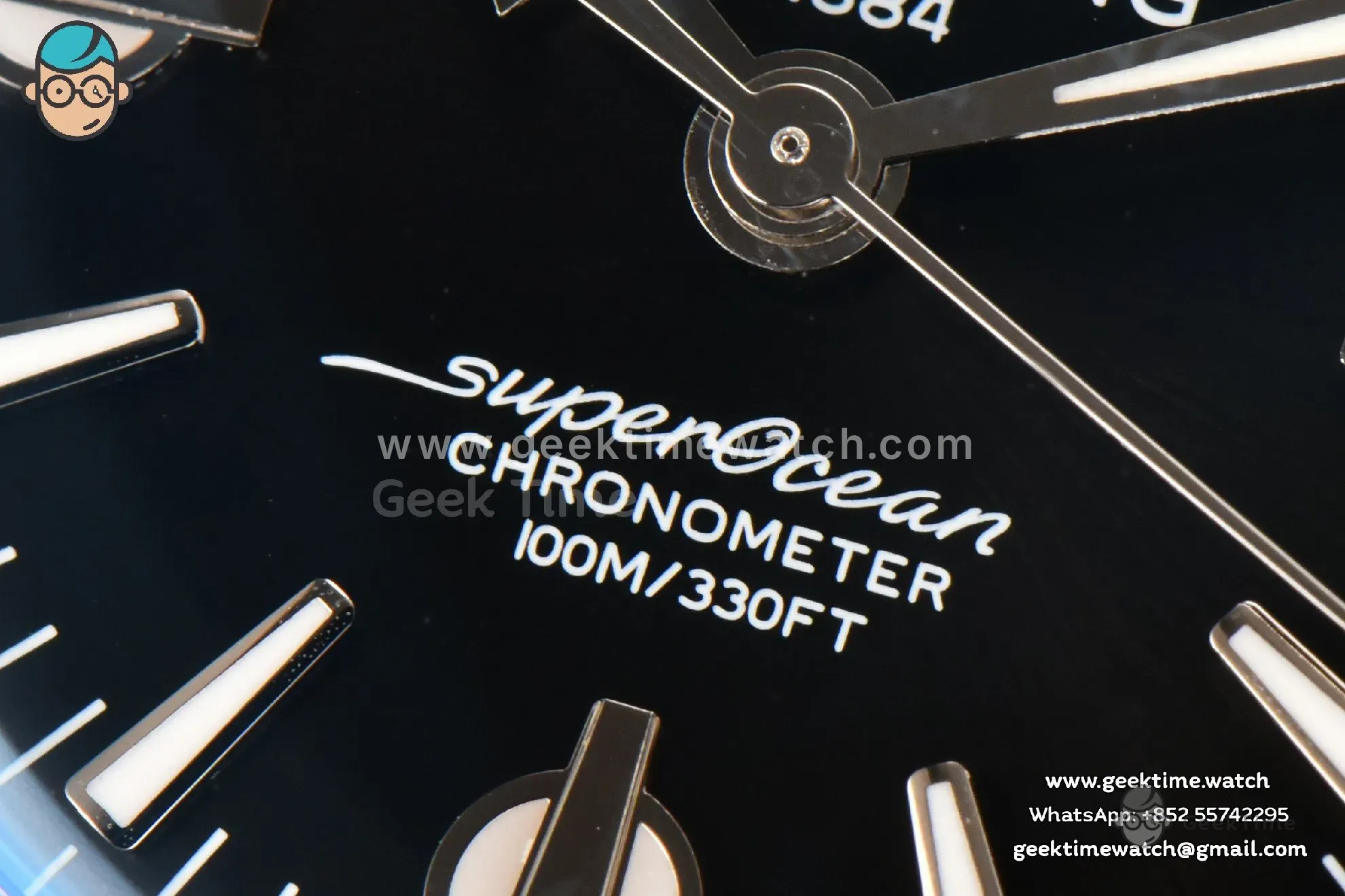 SuperOcean Heritage 42mm SS GF Black Ceramic Black Dial Mesh Bracelet A2824 - Image 7