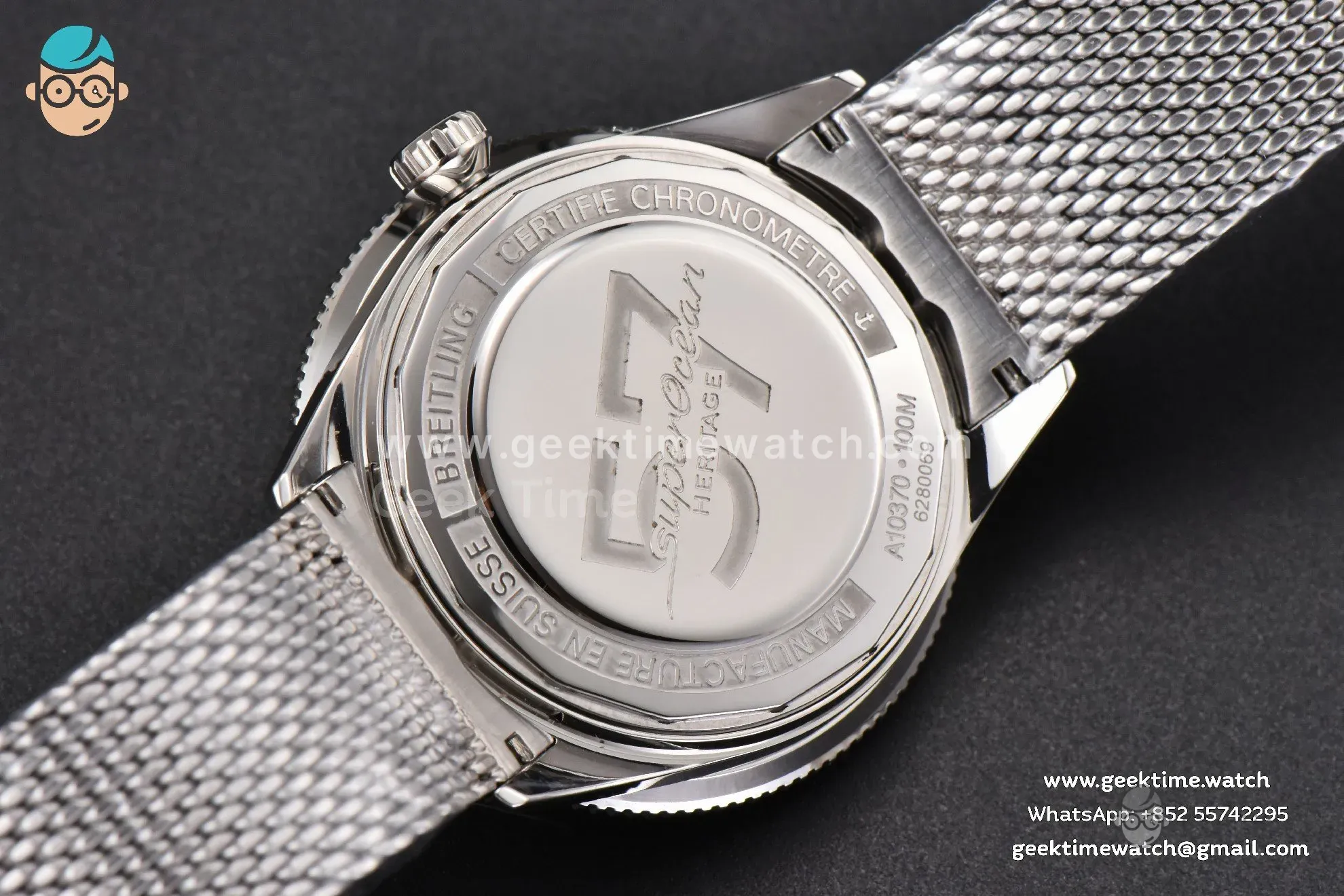 SuperOcean Heritage 42mm SS GF Black Ceramic Black Dial Mesh Bracelet A2824 - Image 16