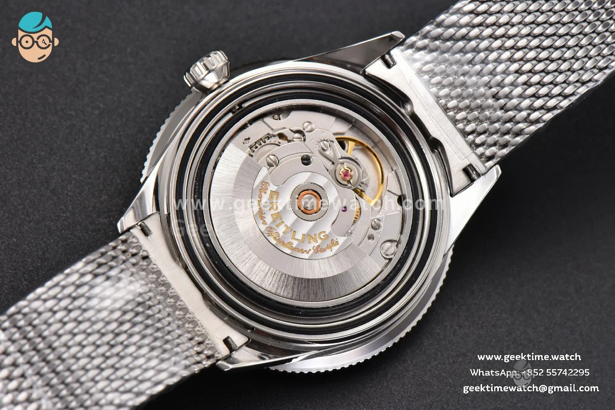 SuperOcean Heritage 42mm SS GF Black Ceramic Black Dial Mesh Bracelet A2824 - Image 19