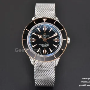 SuperOcean Heritage 42mm RG/SS GF schwarze Keramik schwarzes Zifferblatt Mesh-Armband A2824