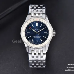 Navitimer TF 38mm SS cadran bleu lunette blanche bracelet SS A2824