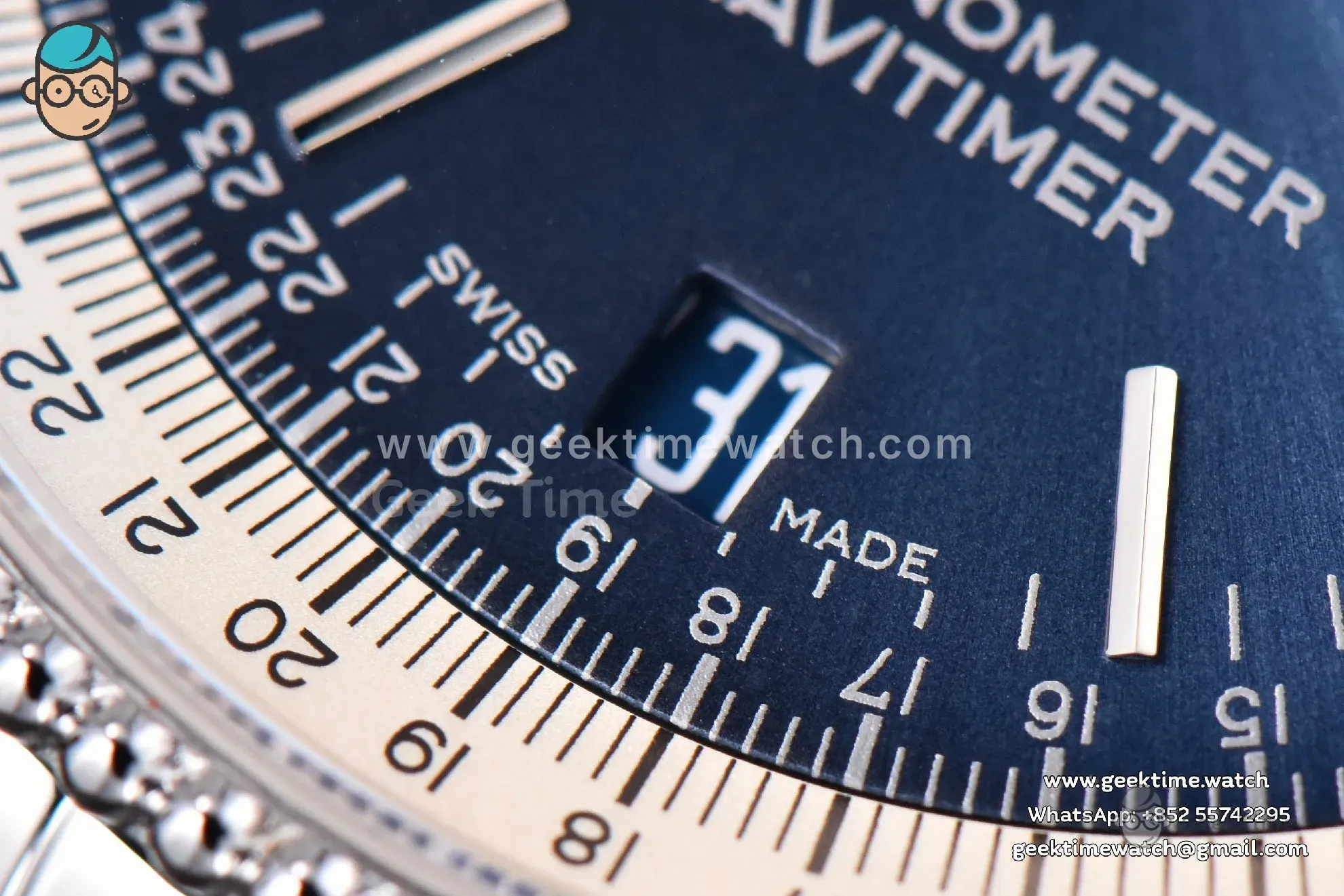 Navitimer TF 38mm SS cadran bleu lunette blanche bracelet SS A2824 - Image 7