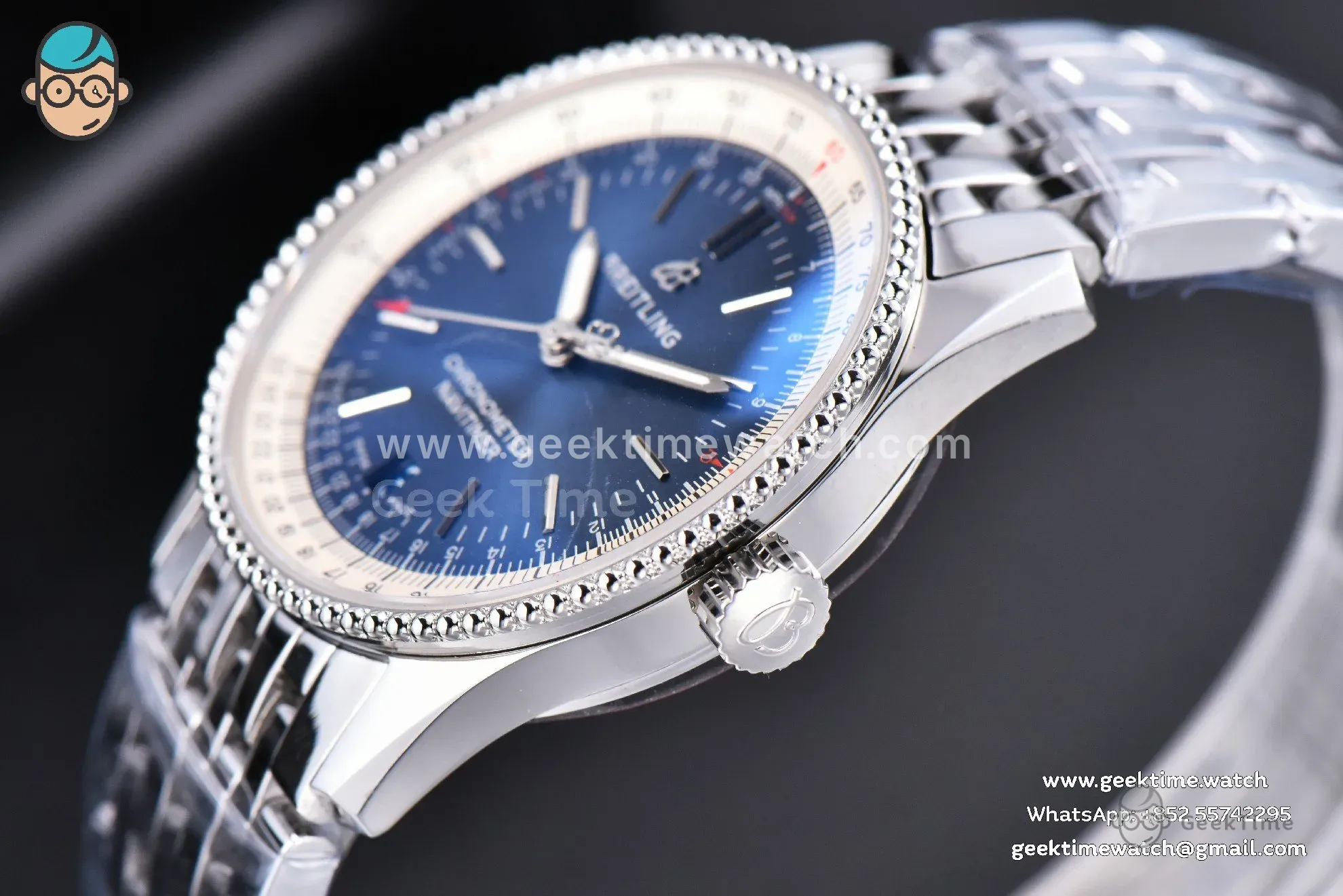 Navitimer TF 38mm SS cadran bleu lunette blanche bracelet SS A2824 - Image 8
