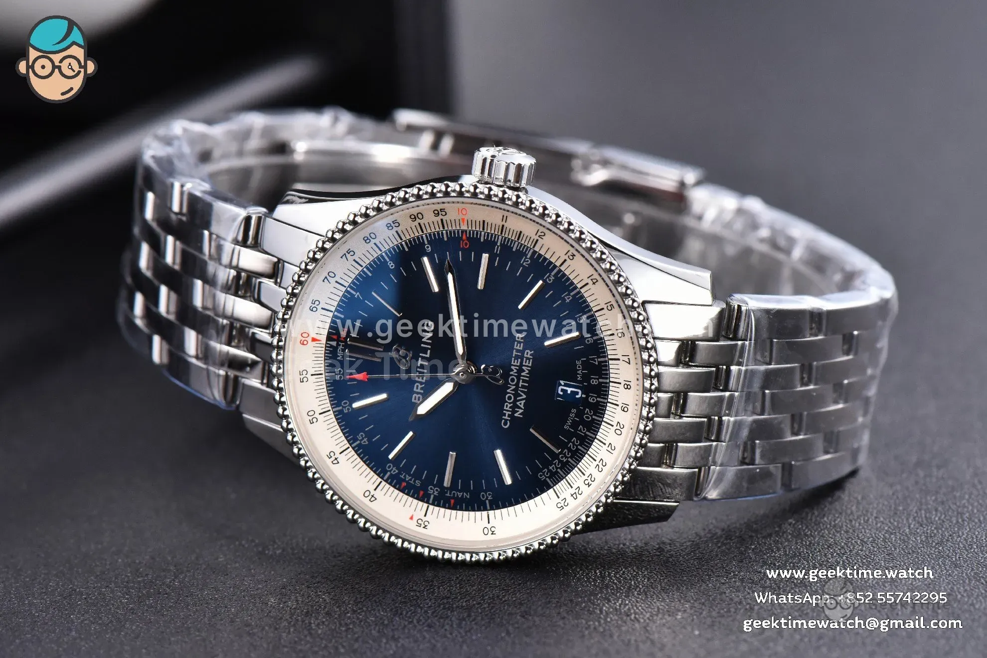 Navitimer TF 38mm SS cadran bleu lunette blanche bracelet SS A2824 - Image 11