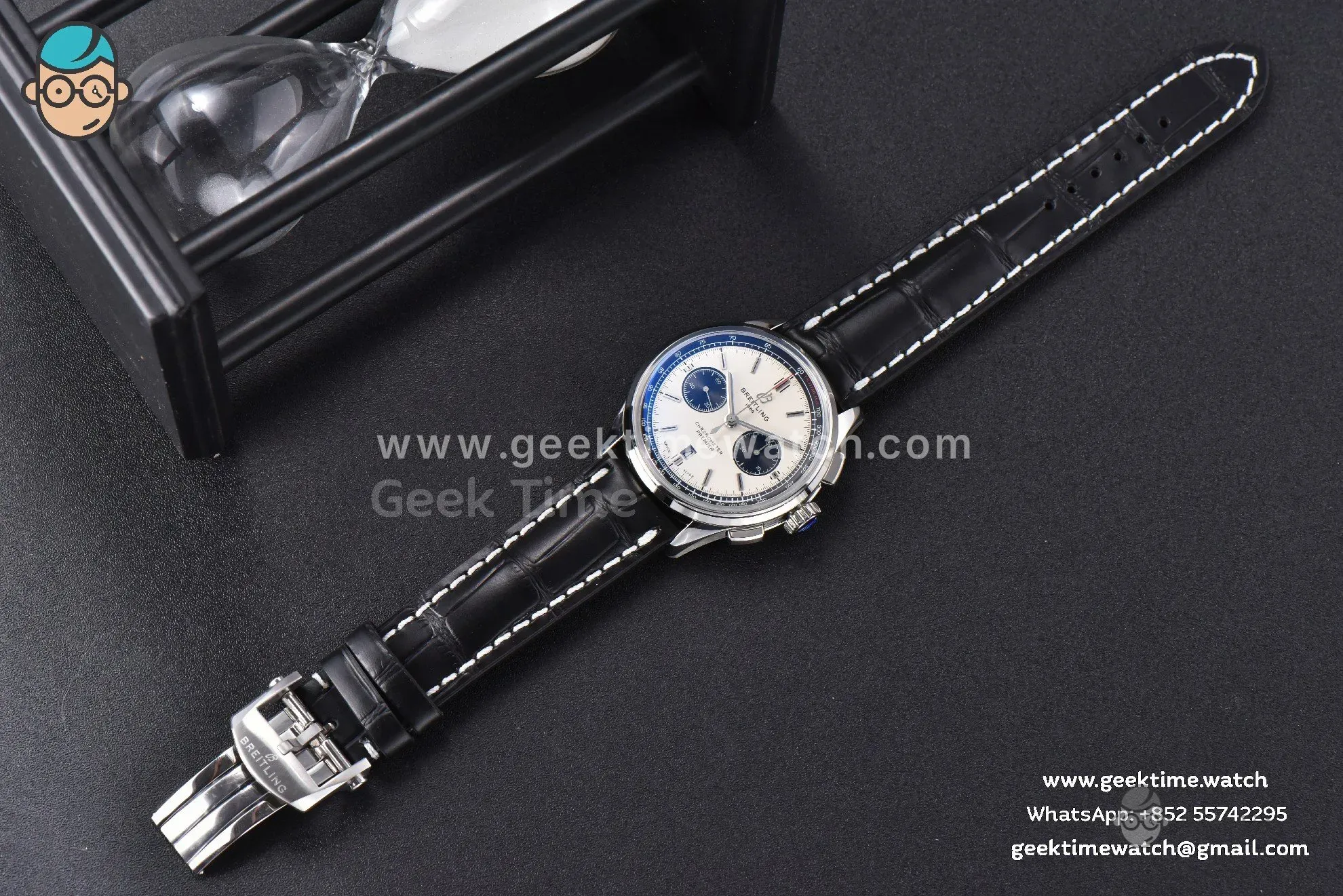 Premier B01 Chrono GF 42mm White Dial Black Subdial Black Leather Strap A7750 - Image 4