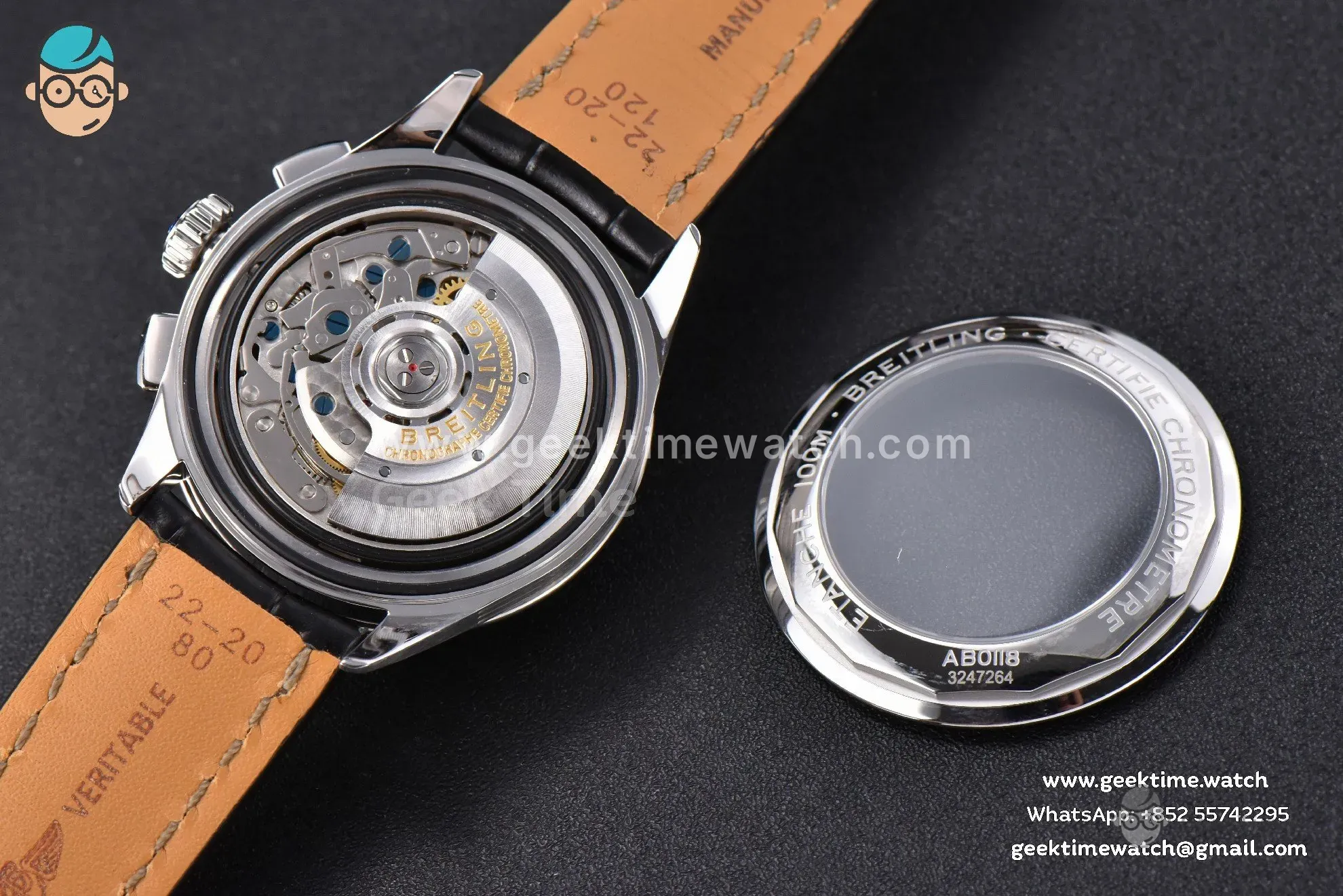 Premier B01 Chrono GF 42mm White Dial Black Subdial Black Leather Strap A7750 - Image 15