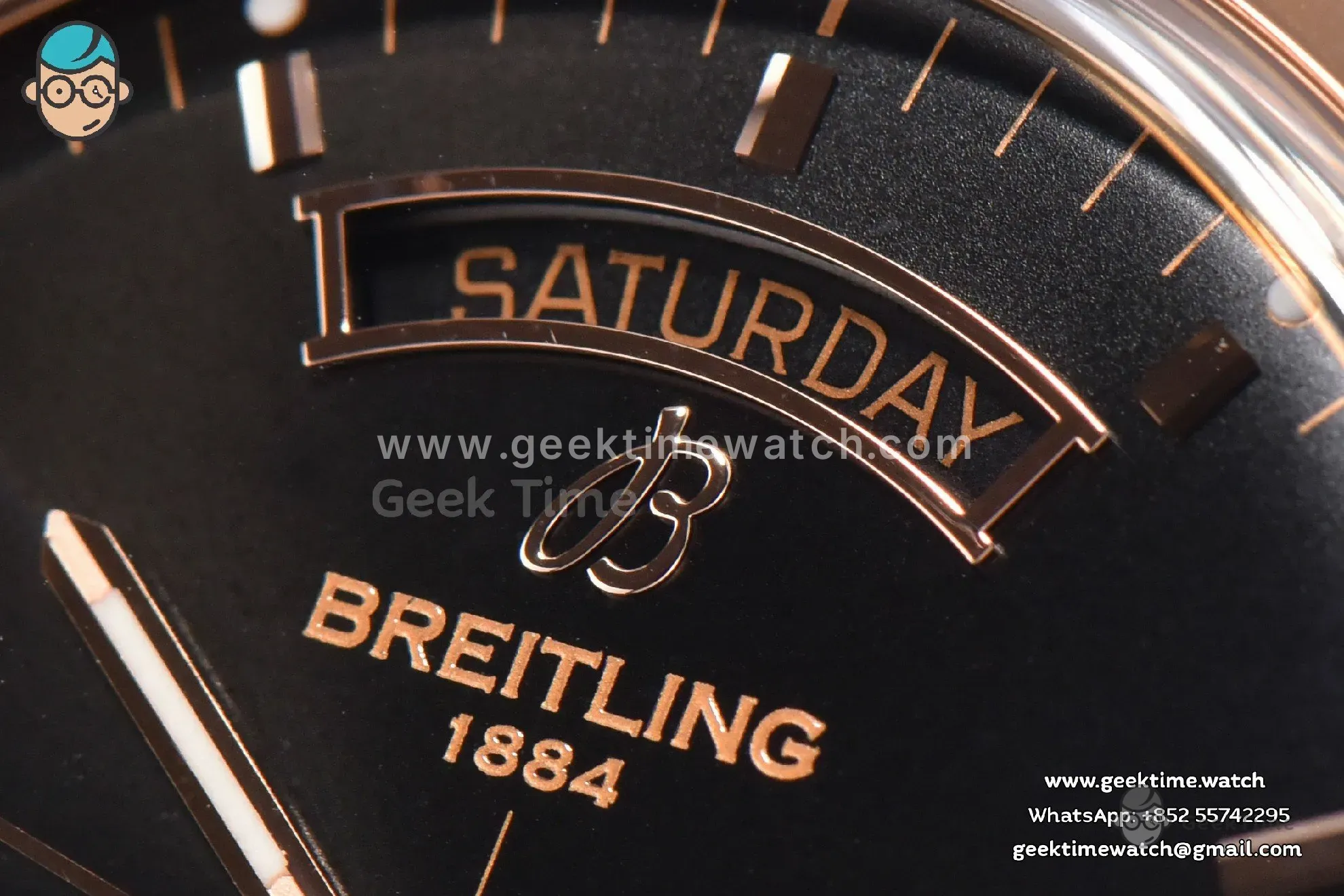 Transocean Day & Date V7F 43mm RG quadrante nero cinturino in pelle nera Clone CA145 - Image 5