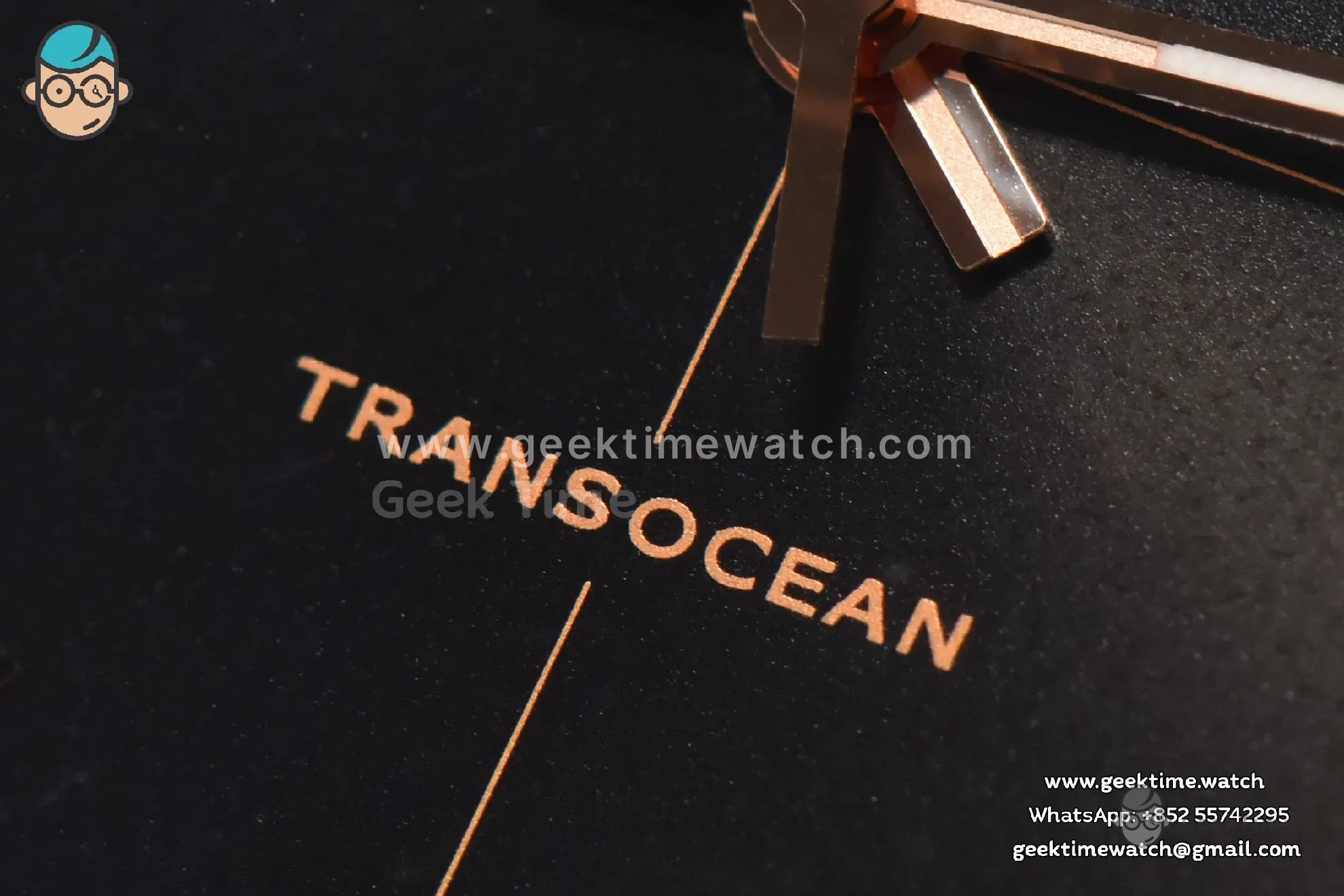Transocean Day & Date V7F 43mm RG quadrante nero cinturino in pelle nera Clone CA145 - Image 6