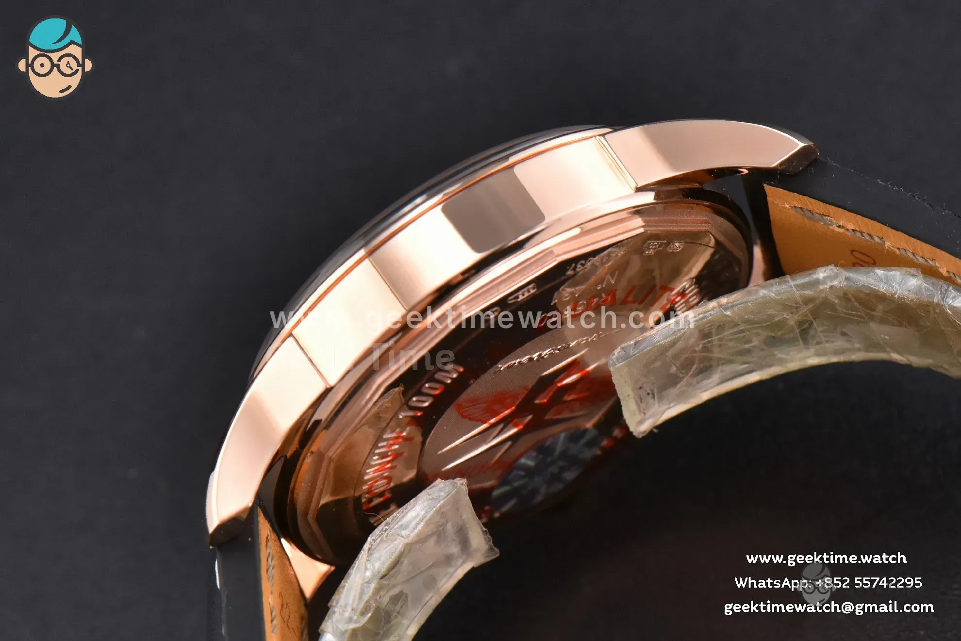 Transocean Day & Date V7F 43mm RG quadrante nero cinturino in pelle nera Clone CA145 - Image 10