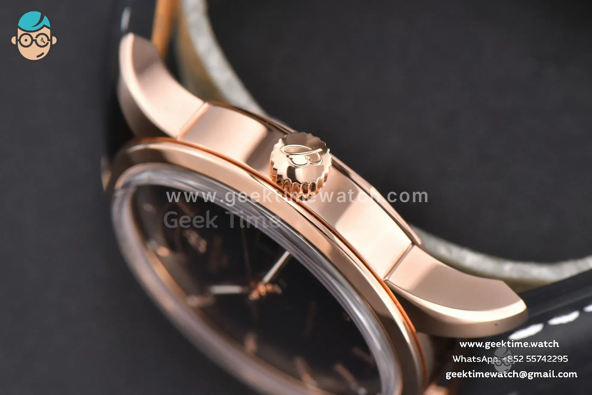 Transocean Day & Date V7F 43mm RG quadrante nero cinturino in pelle nera Clone CA145 - Image 13