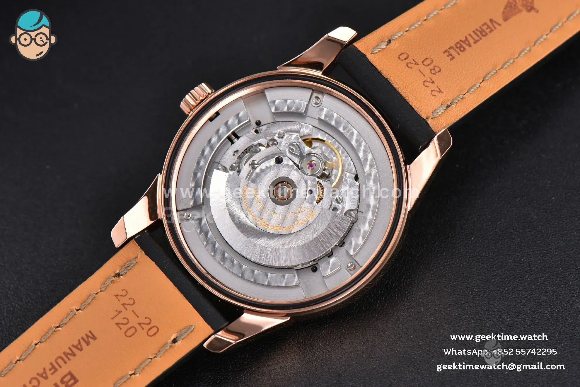 Transocean Day & Date V7F 43mm RG quadrante nero cinturino in pelle nera Clone CA145 - Image 21