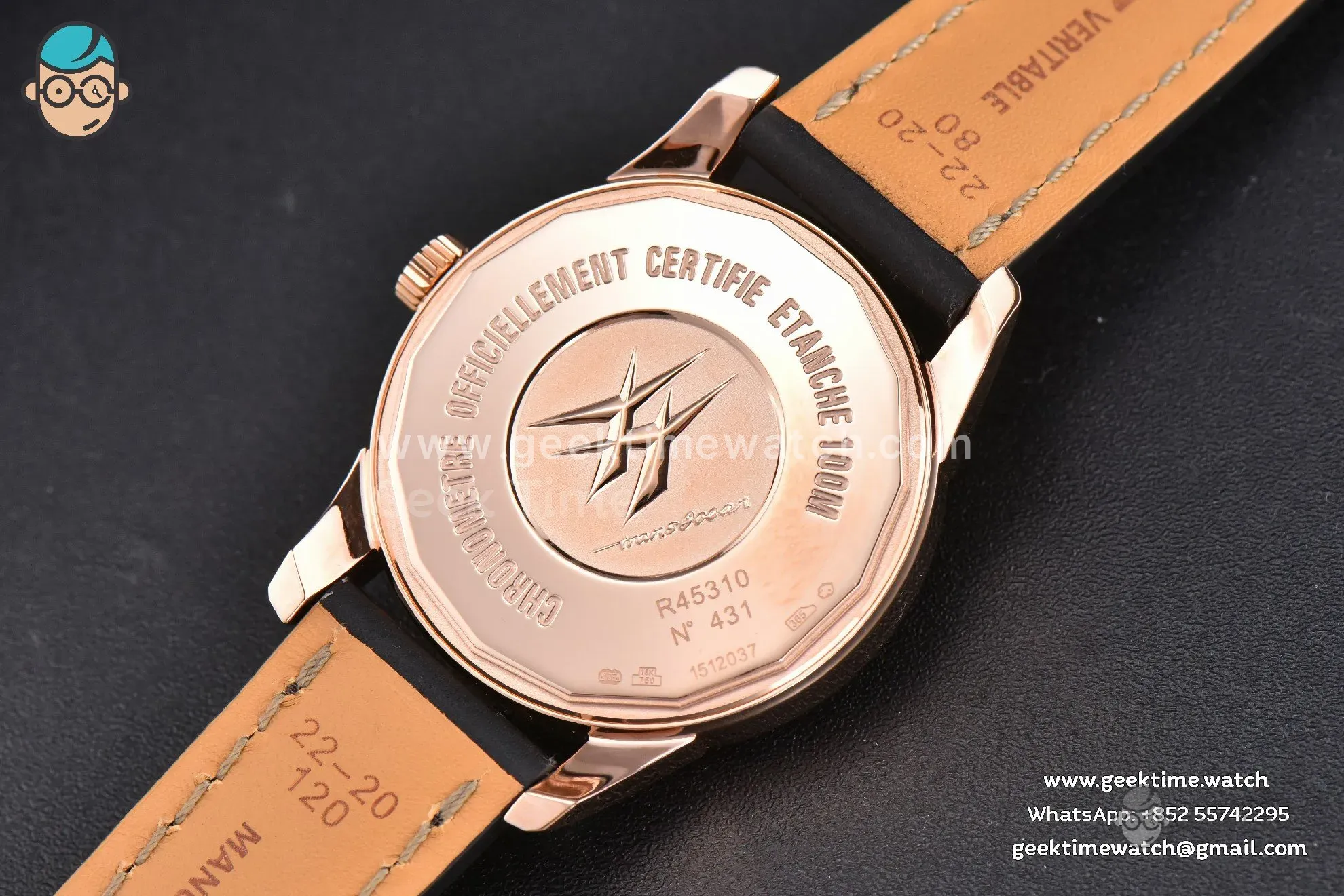 Transocean Day & Date V7F 43mm RG quadrante nero cinturino in pelle nera Clone CA145 - Image 22
