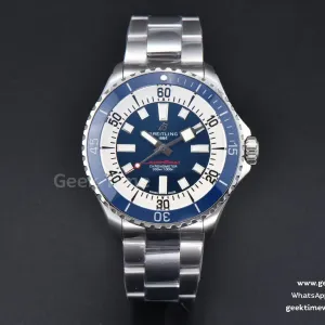 SuperOcean 44mm TF lunette bleue cadran bleu/blanc bracelet SS A2824