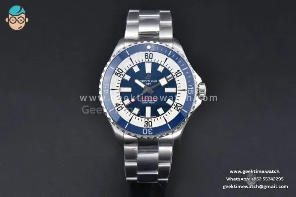 SuperOcean 44mm TF Blue Bezel Blue/White Dial SS Bracelet A2824 - Image 3