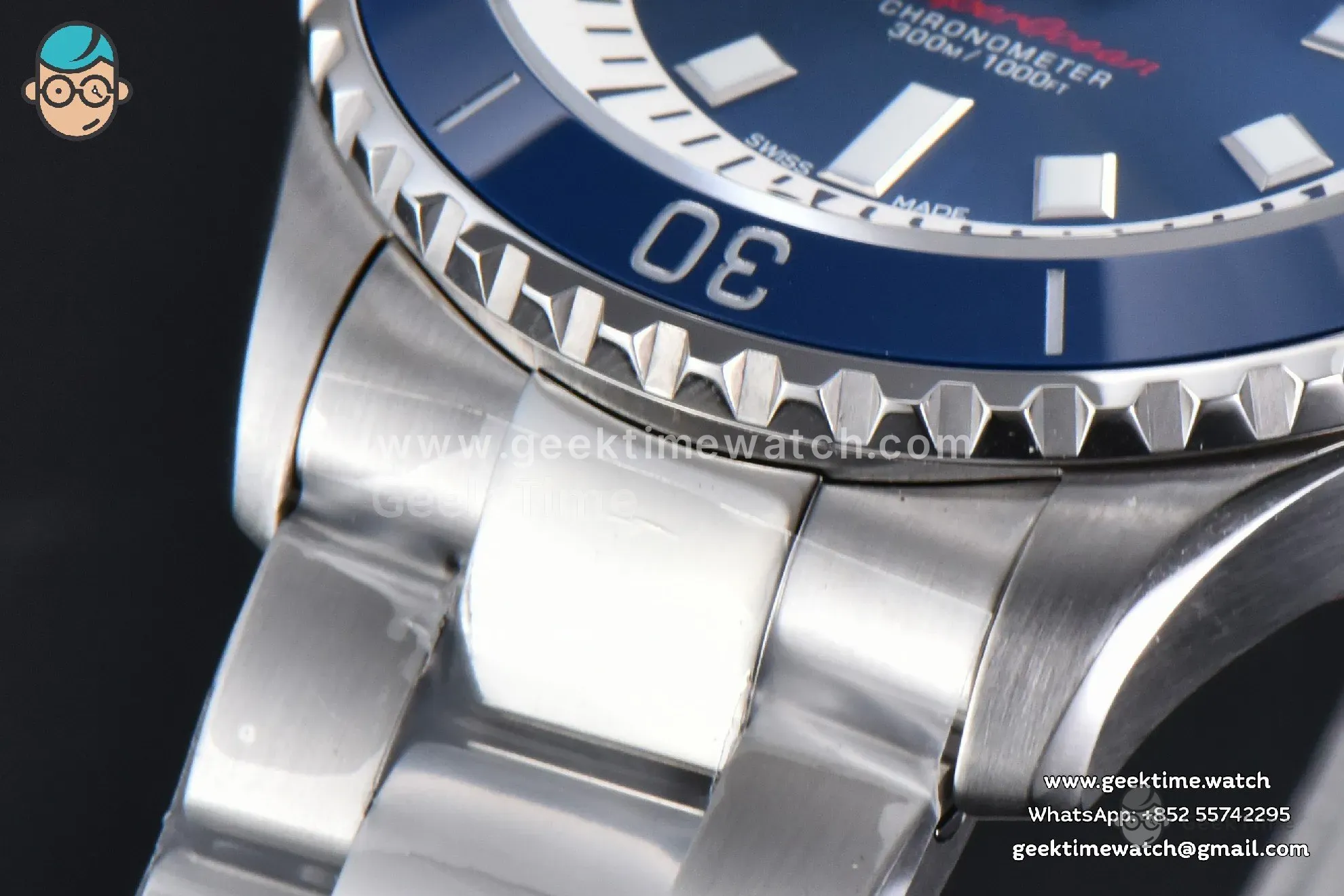 SuperOcean 44mm TF Blue Bezel Blue/White Dial SS Bracelet A2824 - Image 9