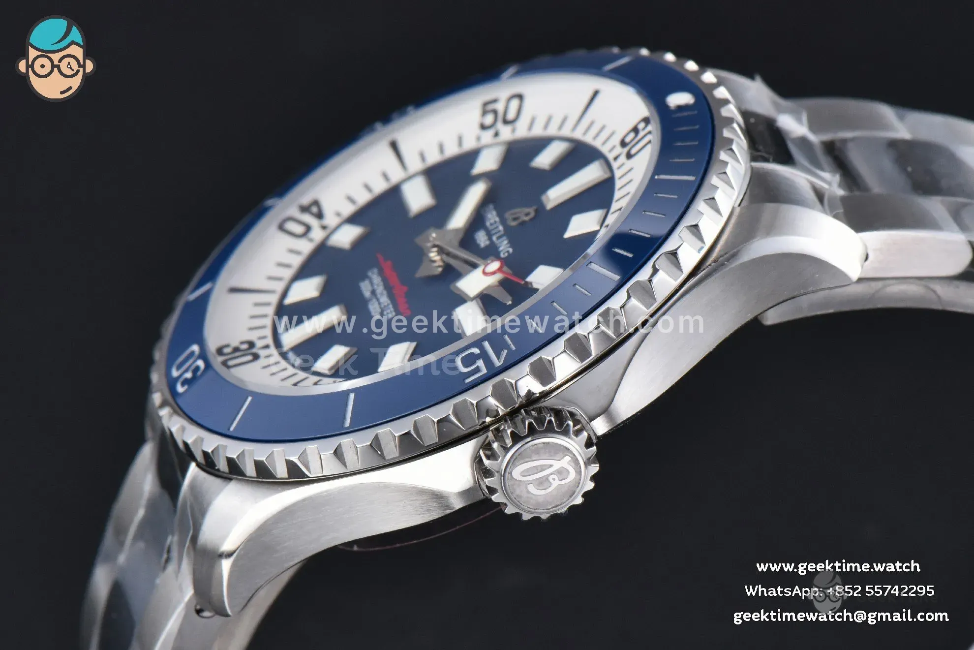 SuperOcean 44mm TF Blue Bezel Blue/White Dial SS Bracelet A2824 - Image 10