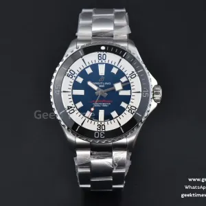 SuperOcean 44mm TF lunette noire cadran bleu/blanc bracelet SS A2824