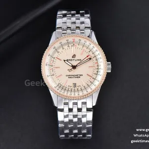 Navitimer TF 38mm RG cadran blanc lunette blanche bracelet SS A2824