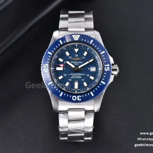 SuperOcean TF 44mm schwarze Keramik blaues Zifferblatt SS-Armband A2824