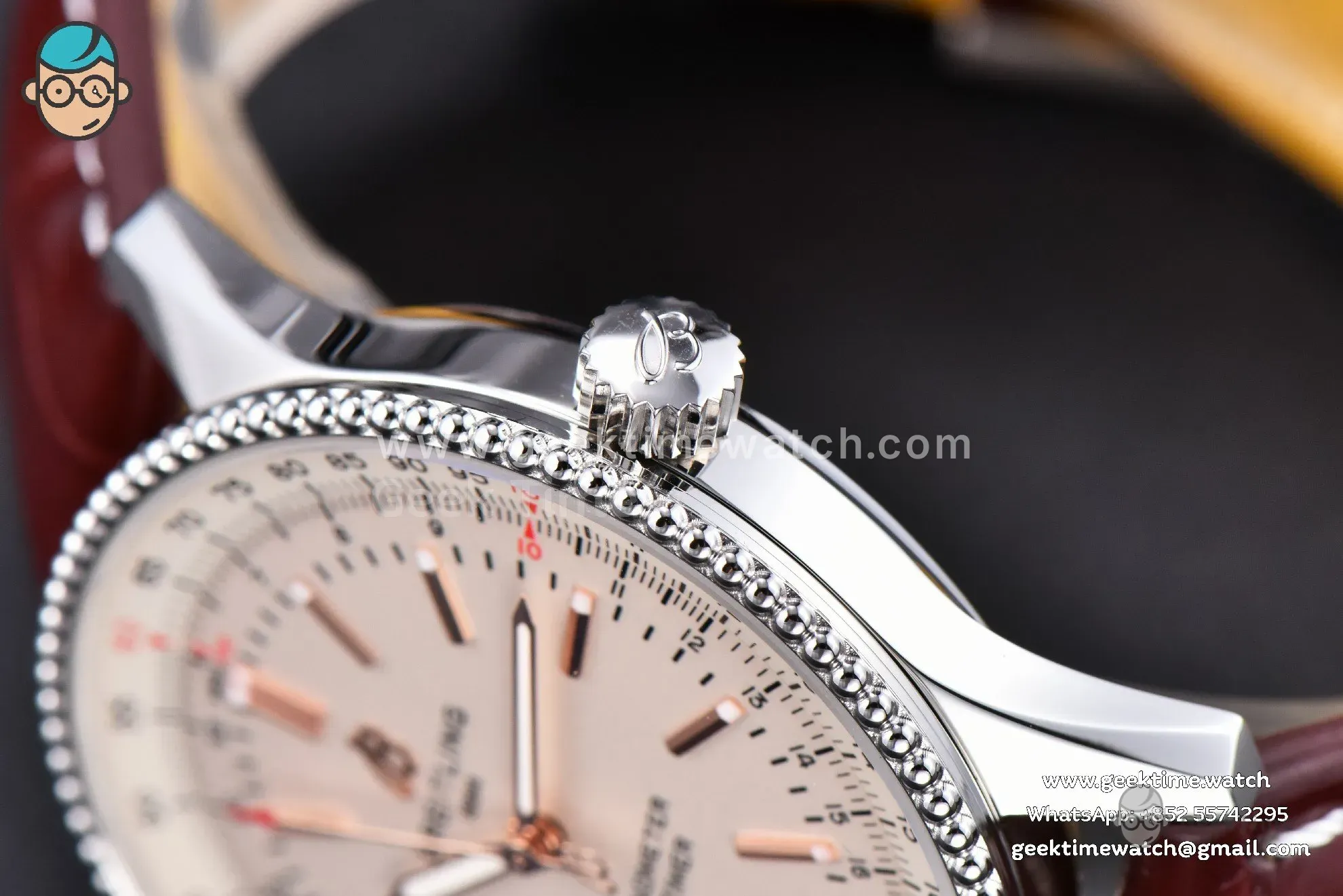 Navitimer TF 41mm SS cadran blanc lunette blanche bracelet cuir marron A2824 - Image 10
