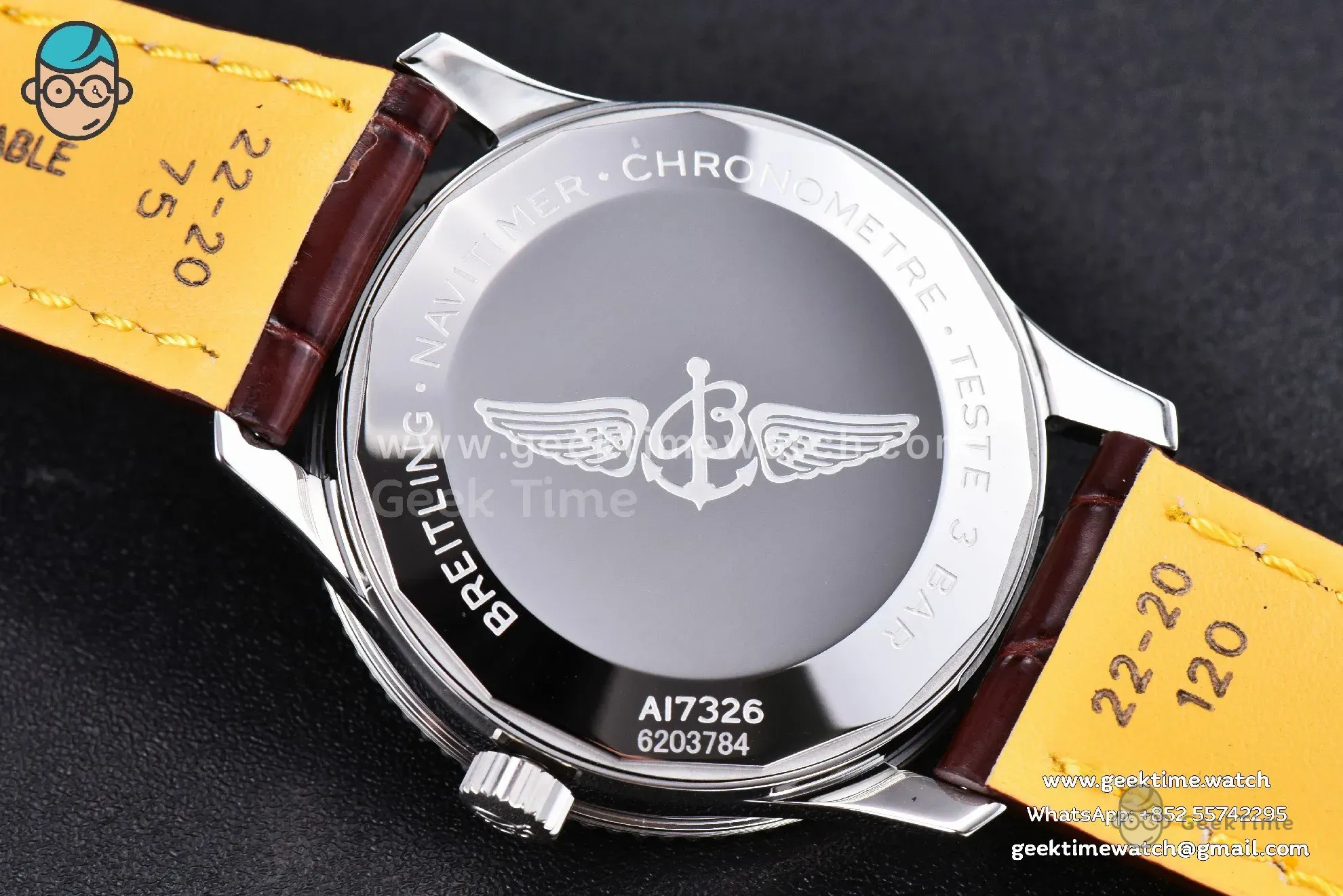 Navitimer TF 41mm SS cadran blanc lunette blanche bracelet cuir marron A2824 - Image 12