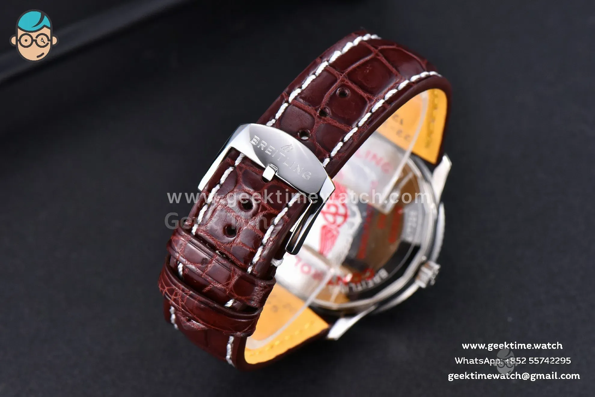 Navitimer TF 41mm SS cadran blanc lunette blanche bracelet cuir marron A2824 - Image 15