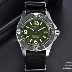 SuperOcean Automatic TF 44mm cadran vert lunette verte bracelet nylon vert A2824