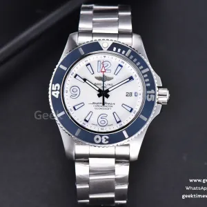 SuperOcean Automatic TF 44mm weißes Zifferblatt blaue Lünette SS-Armband A2824