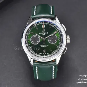 Premier B01 Chrono GF 42mm cadran vert bracelet cuir vert A7750