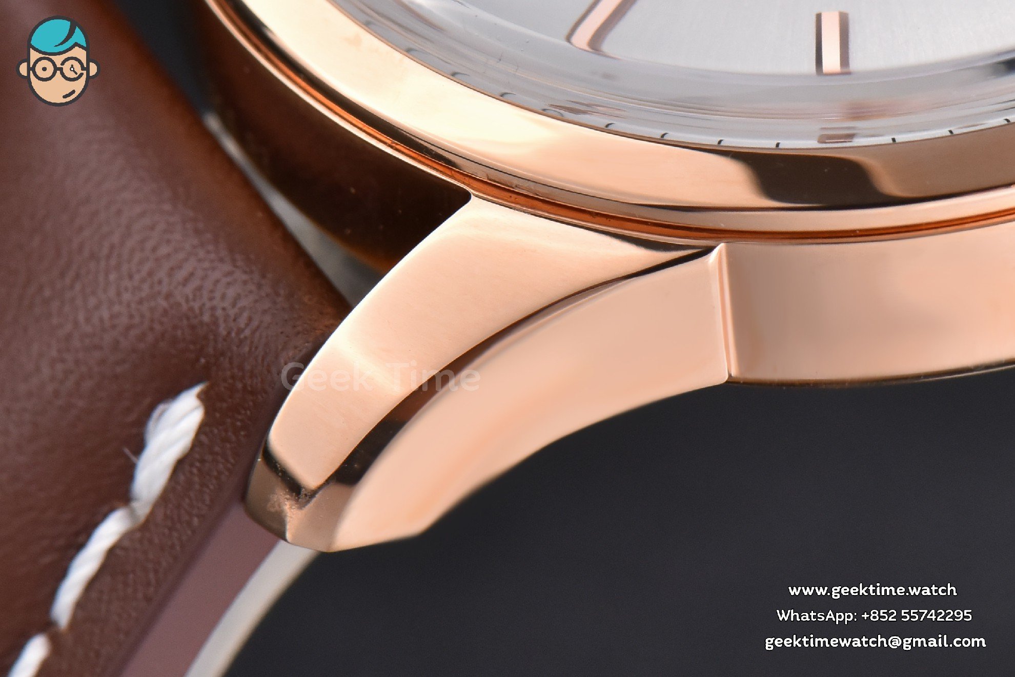 Transocean Day & Date V7F 43mm RG quadrante argento cinturino in pelle marrone Clone CA145 - Image 7