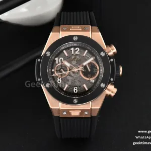 Big Bang Unico RG 45mm BBF skelettiertes Zifferblatt Keramiklünette schwarzes Kautschukarmband A1280