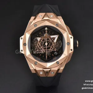Big Bang Sang Bleu II Chrono RG 45mm BBF quadrante scheletrato nero cinturino in caucciù nero HUB1240