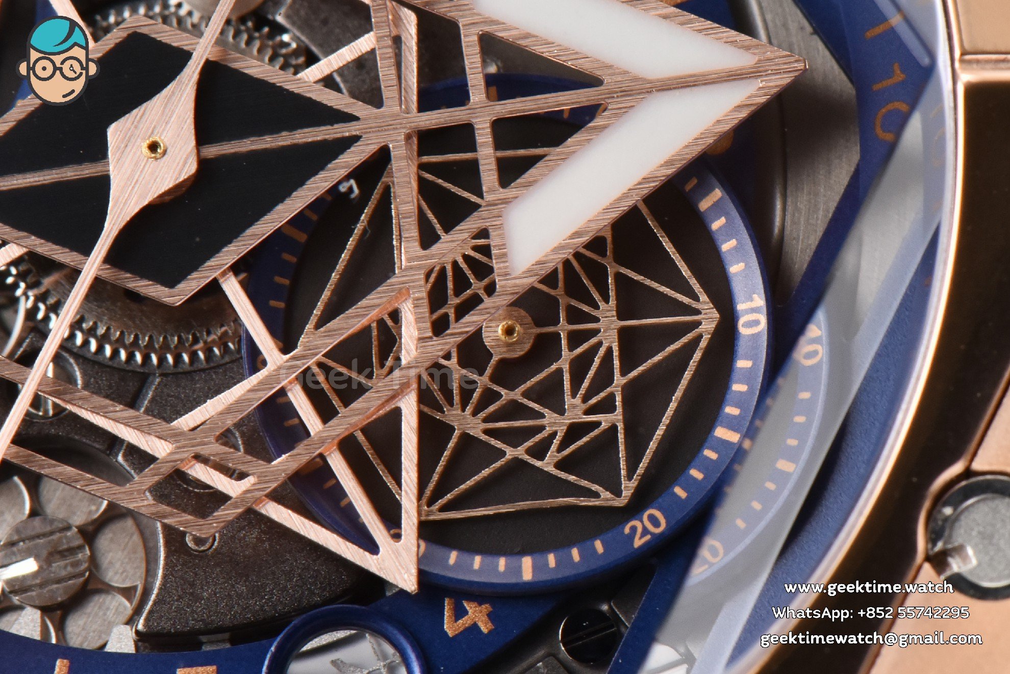 Big Bang Sang Bleu II Chrono RG 45mm BBF blaues skelettiertes Zifferblatt blaues Kautschukarmband HUB1240 - Image 5