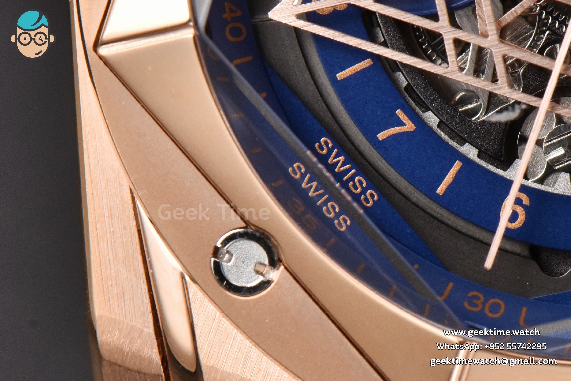 Big Bang Sang Bleu II Chrono RG 45mm BBF blaues skelettiertes Zifferblatt blaues Kautschukarmband HUB1240 - Image 8