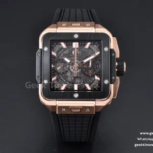 Square Bang Unico 42mm BBF RG céramique cadran squelette bracelet caoutchouc A1280